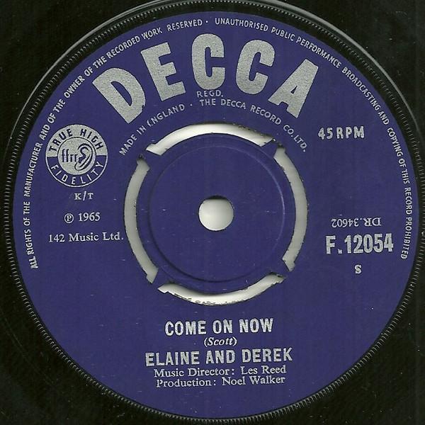 

7inch Record ELAINE & DEREK - Invisible Tears F12054 DECCA 1965 UK Rock Used