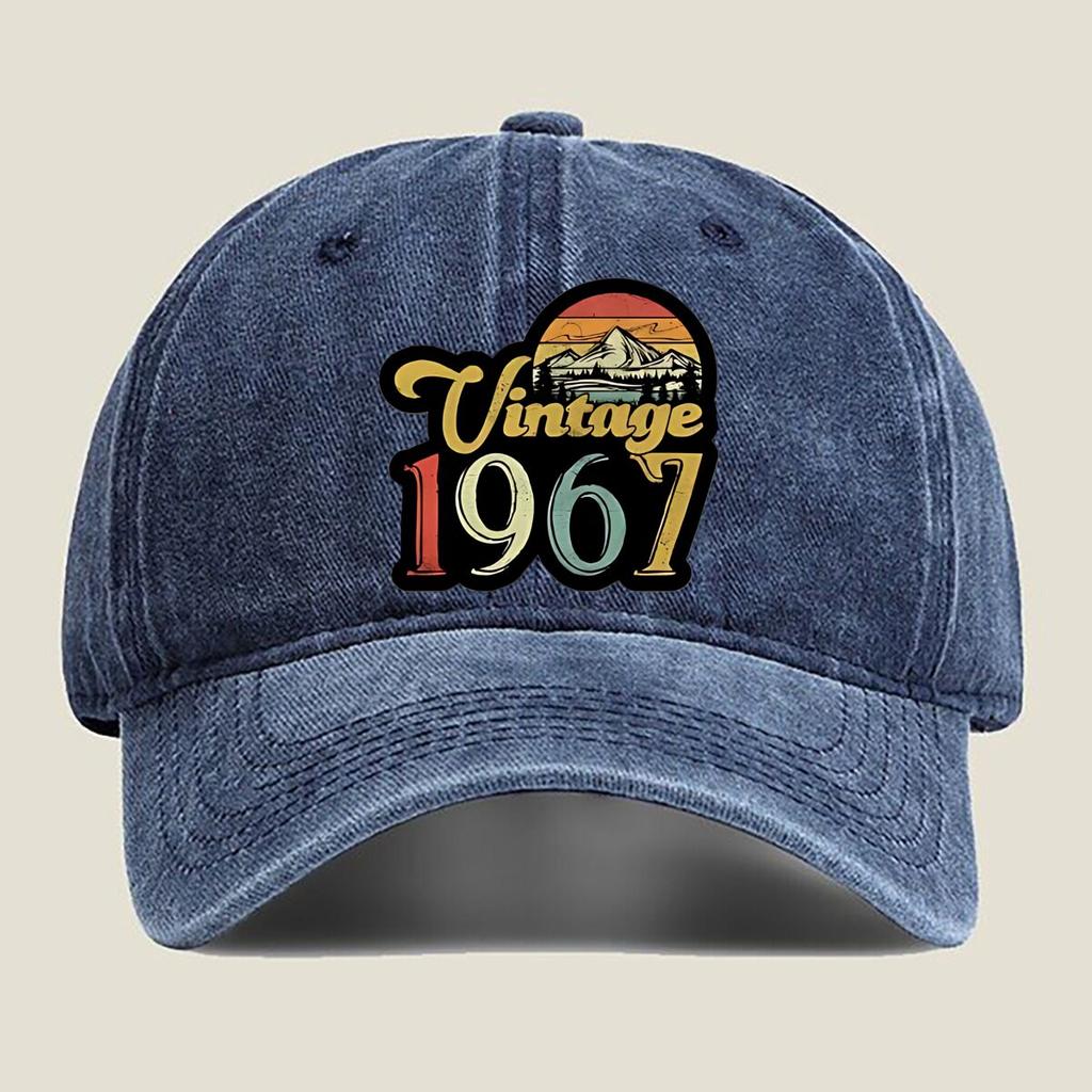 Vintage Retro Inspired Vintage Mountain Art Design Washed Baseball Cap