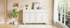 Sideboard Wohnzimmer mit geschwungenen Türen, Moderner Schrank aus Spanplatte und MDF, Runde Metallfüße