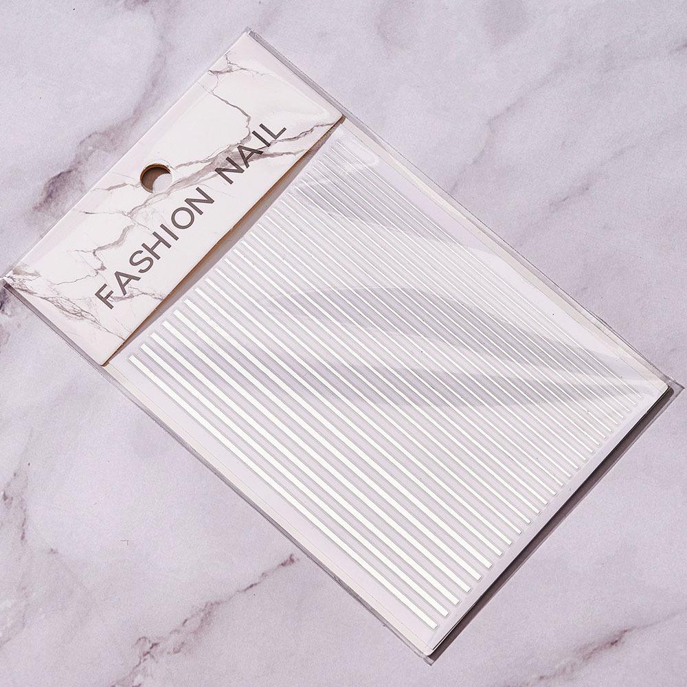 1PC Silber Gold Linien Streifen 3D Nagel Aufkleber Geometrische Wellenförmige Stern Herz Selbstklebende Slider Papiere Nail art Transfer Aufkleber