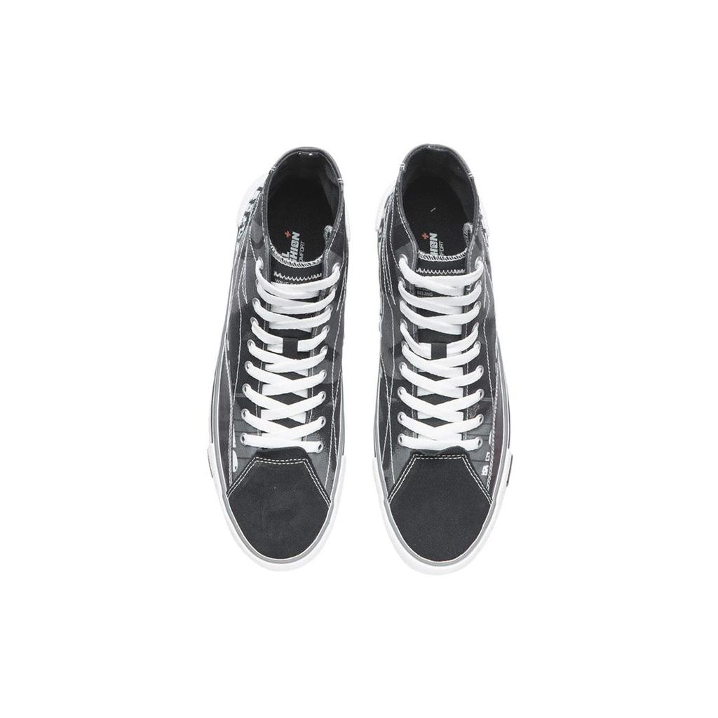 Li Ning Wave Canvas Hi Comfortable Slip Resistant Abrasion Resistant High top Skateboard Shoes Men's Black AECR011-2