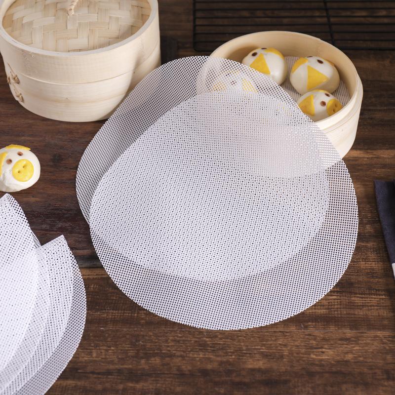 1Pcs Reusable White Silicone Non-Stick Steamer Liners Round Steaming Mat For Bamboo Steamer Cooking Heat Resistant Kitchen