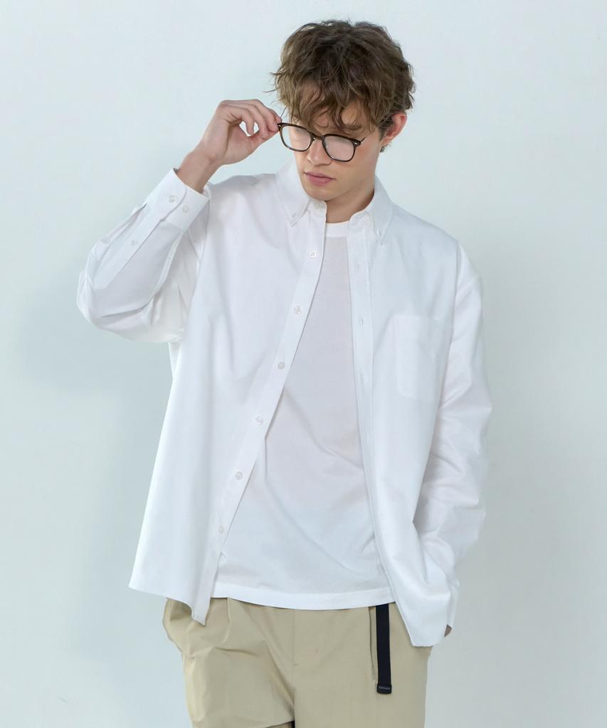 BASIC HOUSE Oxford Semi-Overfit Long Sleeve Shirt White Lzws0103