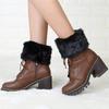 Women Leg Warmers Winter Autumn Lady Crochet Knitted Fur Trim Leg Boat Socks Thick Boot Cuffs Ankle Warm Foot Cover