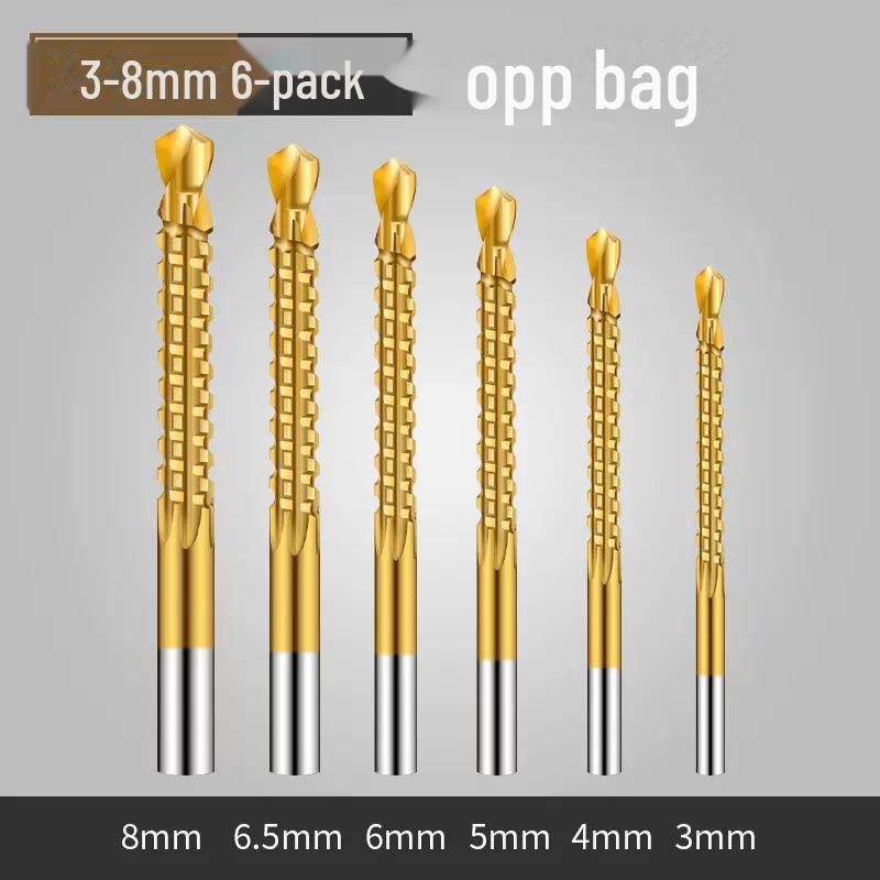 Titanium-Coated Serrated Twist Drill Bit for Woodworking and Grooving
