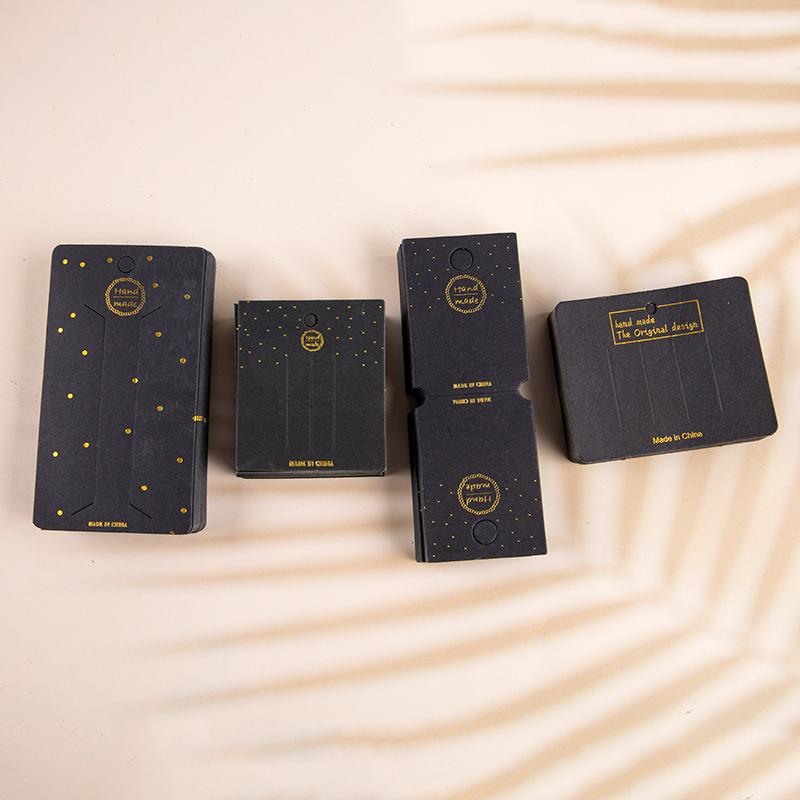 50Pcs Collection Gold Lettering On Black Background  Paper Card Hair Accessories Dispaly Card
