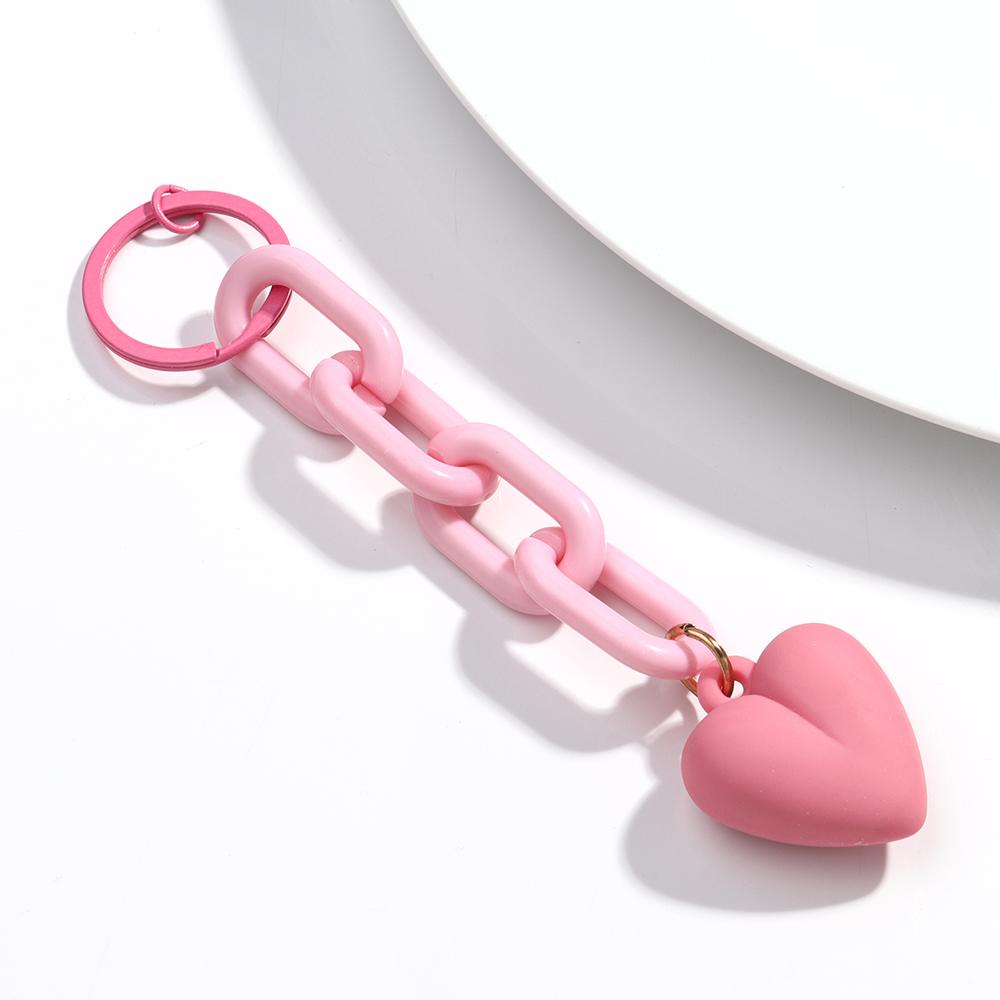 Handmade Heart Keychain Acrylic Plastic Link Chain Key Ring For Women Girls Handbag Pendant Accessorie Car Keys Jewelry Gifts
