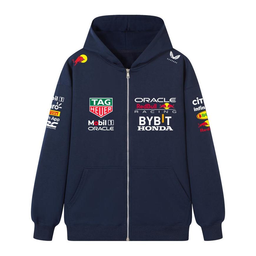 Red Bull F1 Team Zipper Hoodie Verstappen Formula 1 Racing Zipper Sweatshirt Men Women Casual Pullover