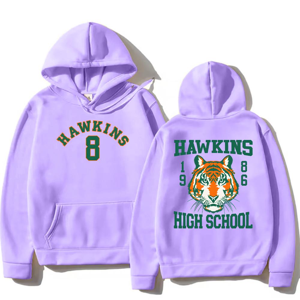 Hawkinss Tigers Hoodie Fashion Trendy Cartoon Print Sweatshirts Men's Women's Loose Pullover Oversized Casual Streetwear Clothes
