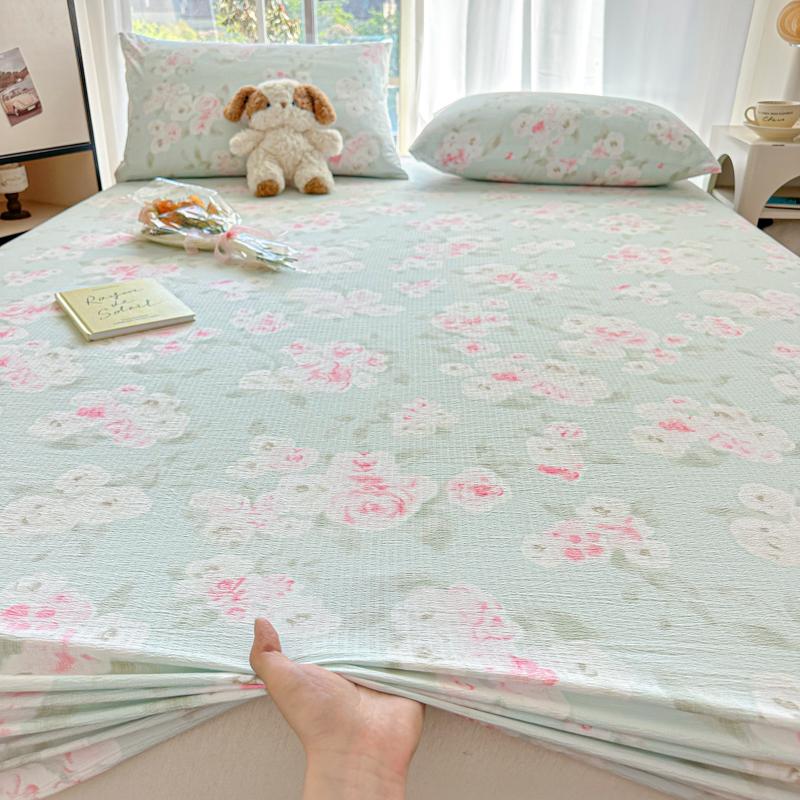 Flower Printed Fitted Bed Sheet Pink Color sabanas150x200 Single/Queen Size Mattress Protector Soft King Size Bed Sheets for Bed