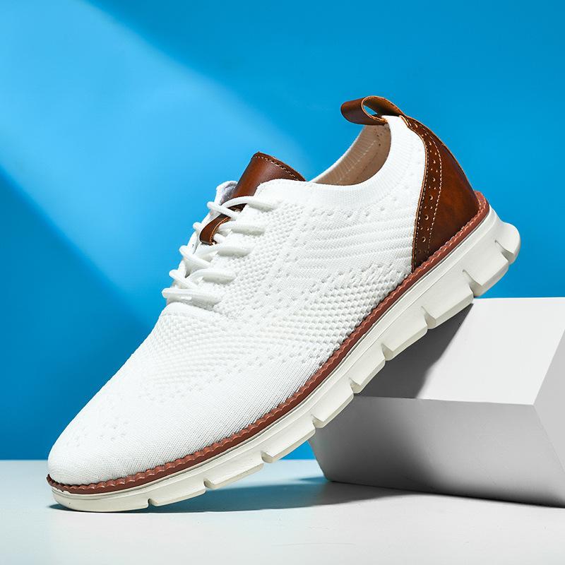 British Style Men'S Shoes Summer Breathable Sports Shoes Fly-Woven Mesh Shoes Men'S Normal Size 40-50