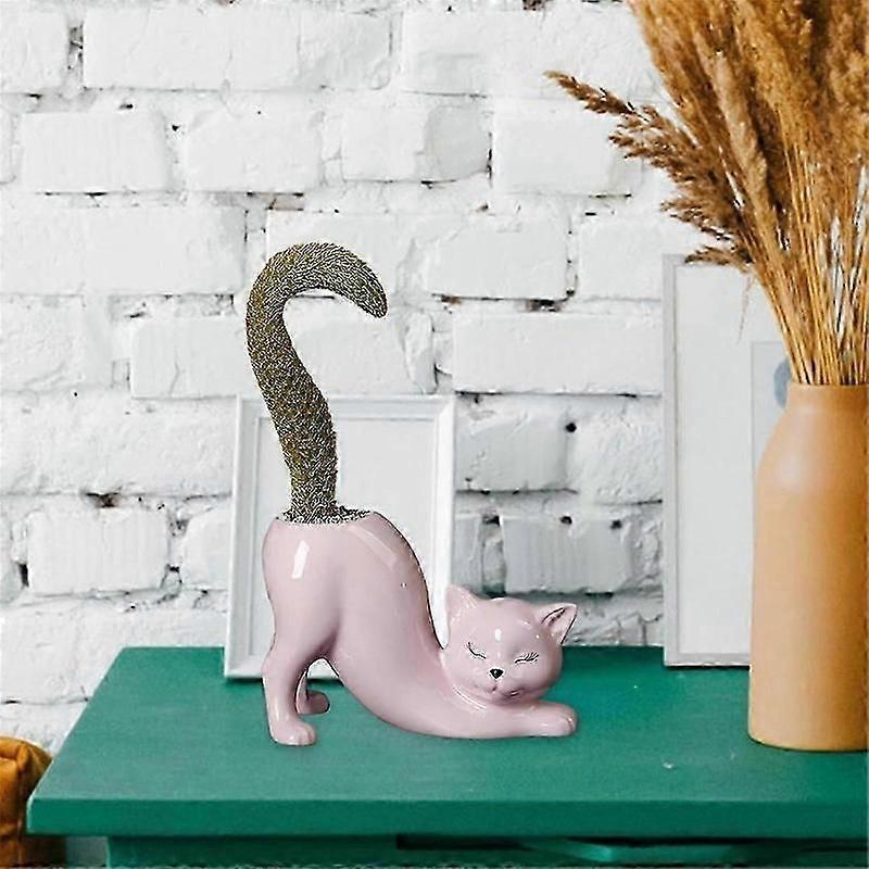 small ceramic flower pot cute cat tail design
