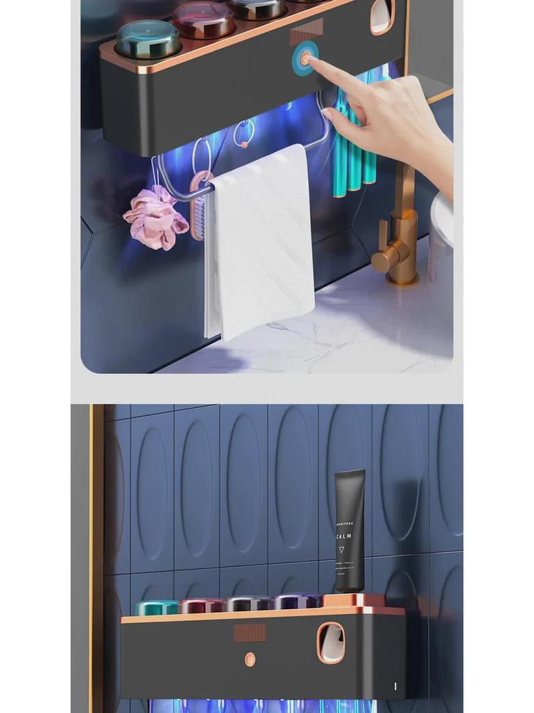 Wall-Mounted Multi-Functional Toothbrush Sterilizer and Holder