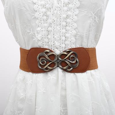 European and American Fashion Retro Rose Button-down Wide Waist Belt Women's Elastic Elastic Down Jacket Dress Women's Belt