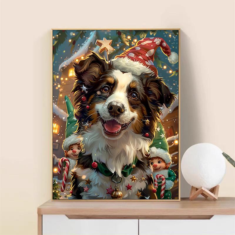 5d DIY Diamond Painting Cross Stitch Christmas Puppy Diamond Embroidery Animal Dog Mosaic Full Round Drill Home Decor