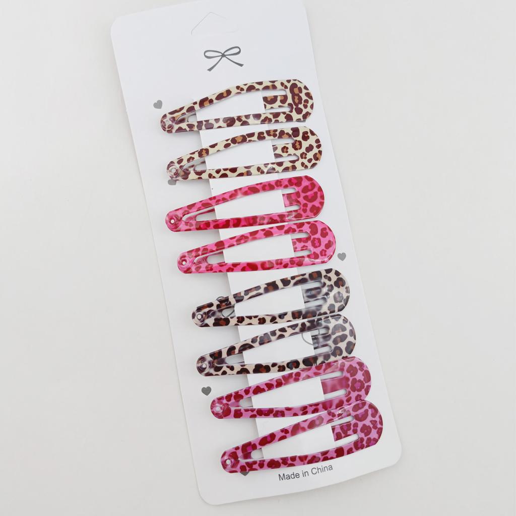 8pcs/set Leopard Print Hair Clips for Women Girls Vintage Geometric Drop BB Clips Bangs Hairpins Barrettes Hair Accessories