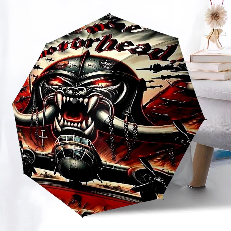 1 Stück Motorhead Automatisches Öffnen, Winddicht, Kompakter Reiseschirm, Geschenk für Geburtstag, Weihnachten, Geschäft 93032