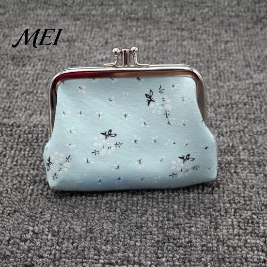Versatile Small Wallet Floral Canvas Coin Purse, Women Change Purse with 2 Compartments, Kiss Lock Closure Pouch for Cash Coins Cards Durable