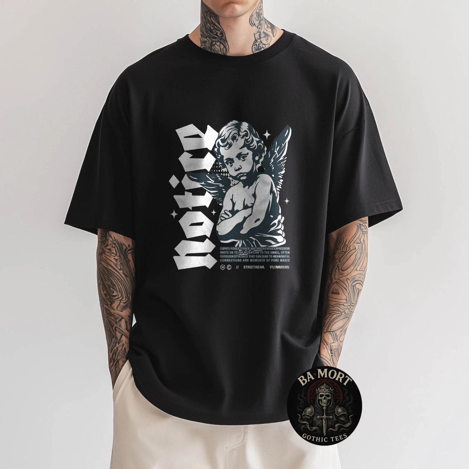 

Cupid Notice Minimalist Graphic Streetwear 100% Cotton T-shirt Mens Tees Top M