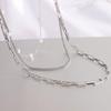 18K Gold Triple-Layer Chain Necklace with Pearl Accent - Stylish Stainless Steel Design for Women