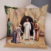 Vintage Jesus Christ Cushion Cover for Sofa Home Decor Colorful Cartoon Christ Savior Pillow Case Soft Plush Pillowcase xcm