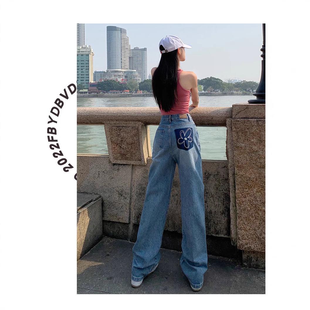 

Extra Long High Waist Retro Wide Leg Jeans for Tall Women S світло-синій колір