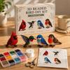 3D Beaded Bird DIY Kit 4-Piece Set Includes Beads Wire Scissors and Step-by-Step Instructions for Crafting Detailed Bird Models