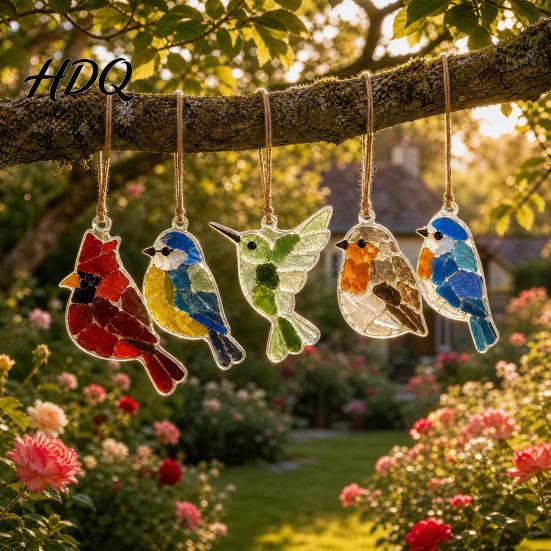 Holiday Window Decorations 5Pcs Acrylic Suncatcher Hangings Sea Glass Collage Kit