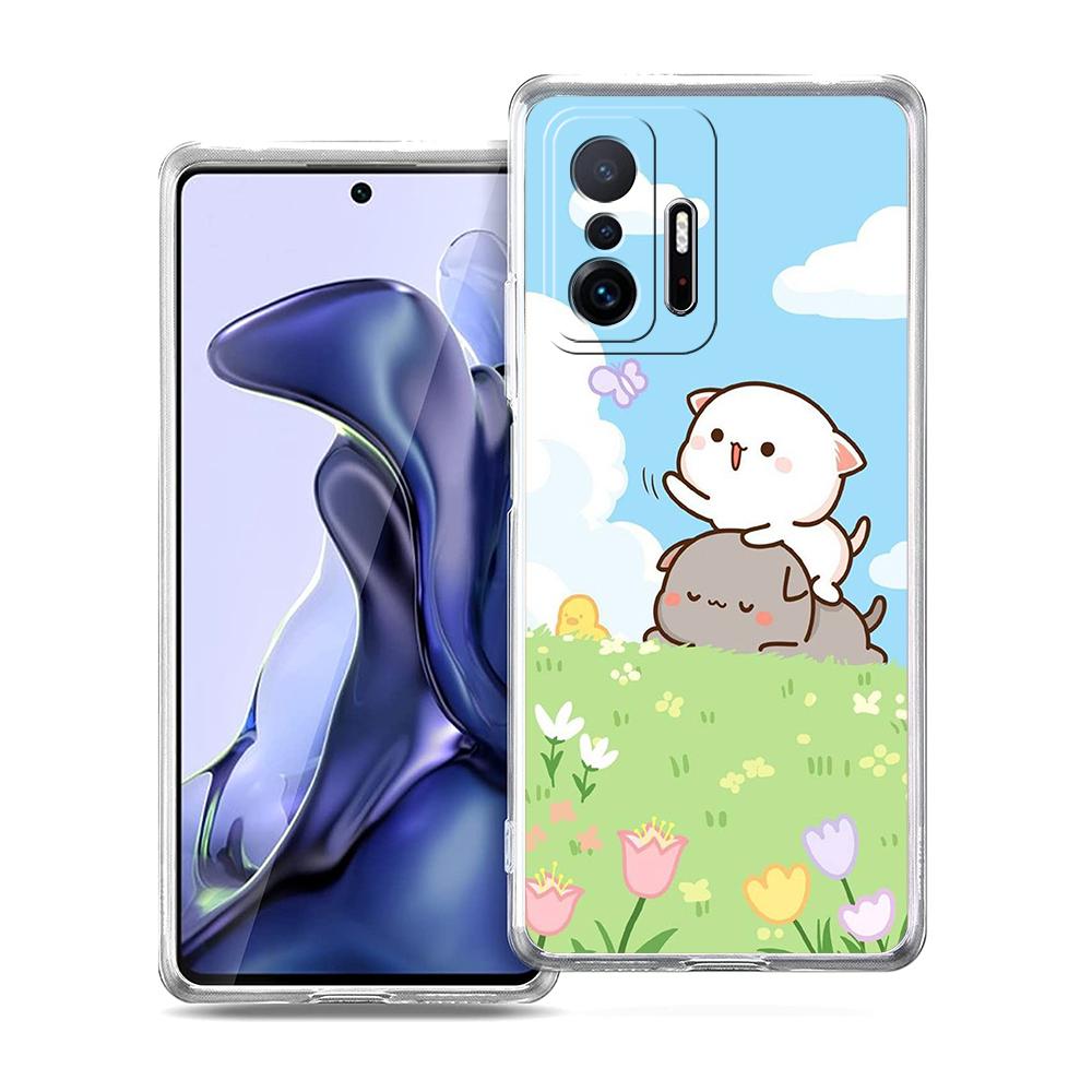 Peach And Goma Cat Phone Case for Xiaomi Mi Poco F3 X3 X4 GT NFC M3 M4 11 Ultra 12 11X 11i Pro Lite 5G Soft Transparent Cover