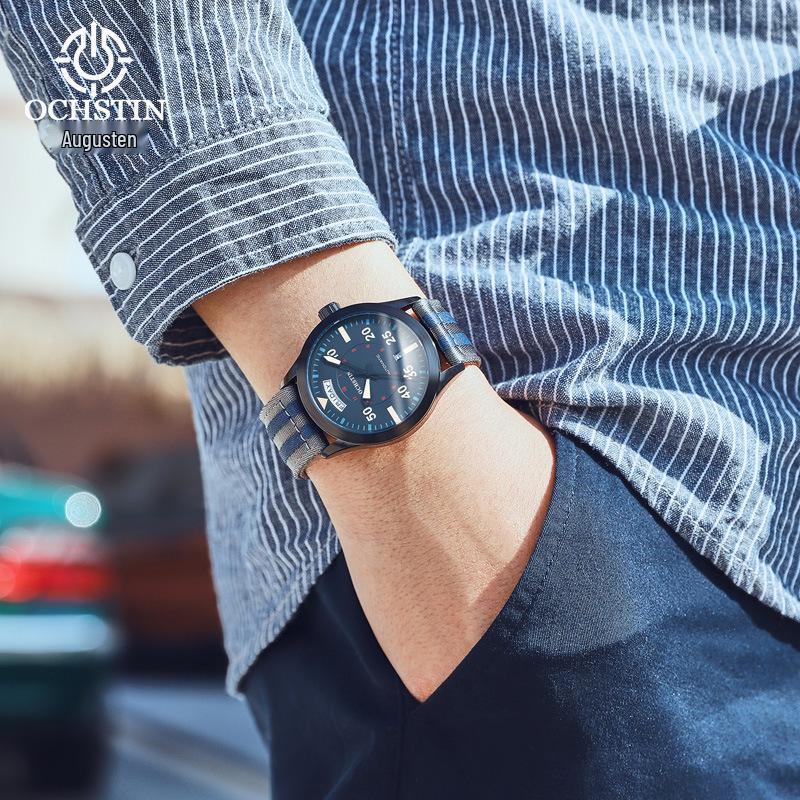 OCHSTIN Swiss Men's Mechanical Watch, High-End Automatic, Waterproof, Dual Calendar, Nylon Strap