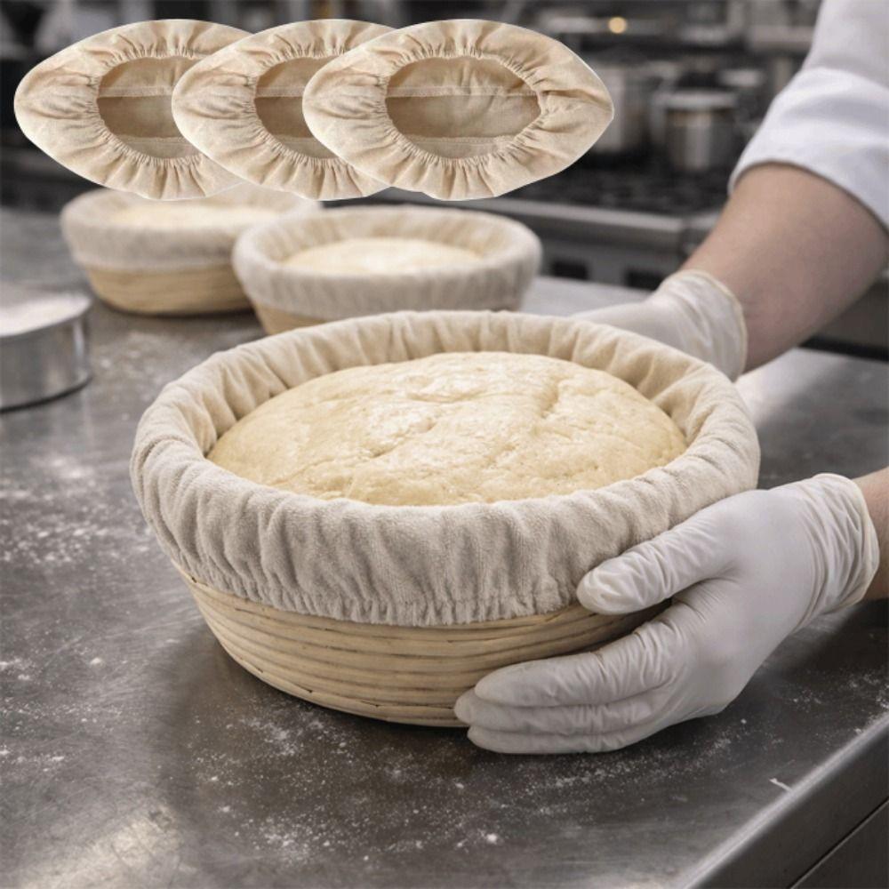 6 Pieces Round/Oval Bread Basket Liner Cotton Baking Dough Cloth Dough Fermentation Cloth Cooking