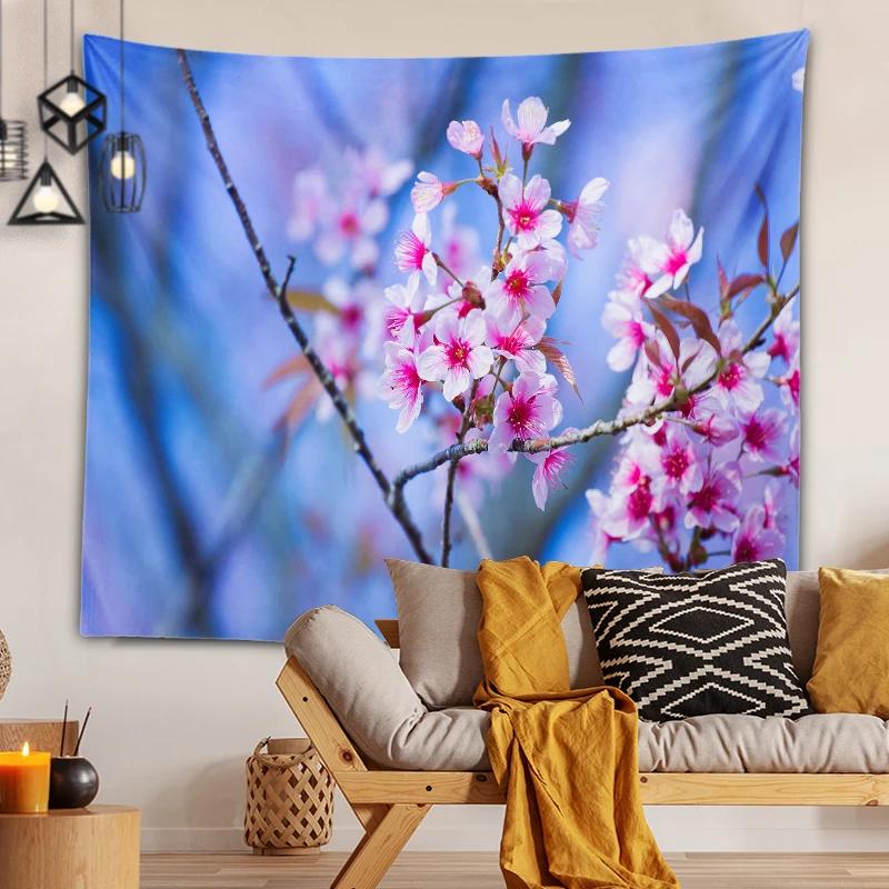 Home Decoration Printing Tapestry Beautiful Cherry Blossom Series Printing Tapestry Home Decoration Holiday Decorations