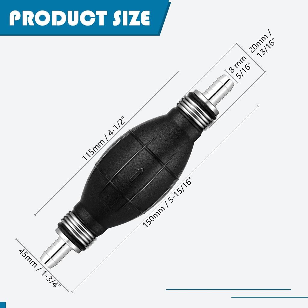 BBTO 4 Pieces Black Primer Bulb Rubber Fuel Pump Transfer Vacuum Fuel Primer Bulb Marine Gas Siphon Hand Pump Outboard Line For Petrol Marine Boat