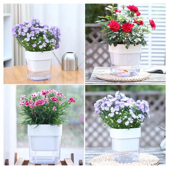 Savaime laistantis gėlių vazonas su medvilnės virvele, matomu vandens lygio langeliu, apatinio laistymo vazonas, automatinio laistymo vazonas