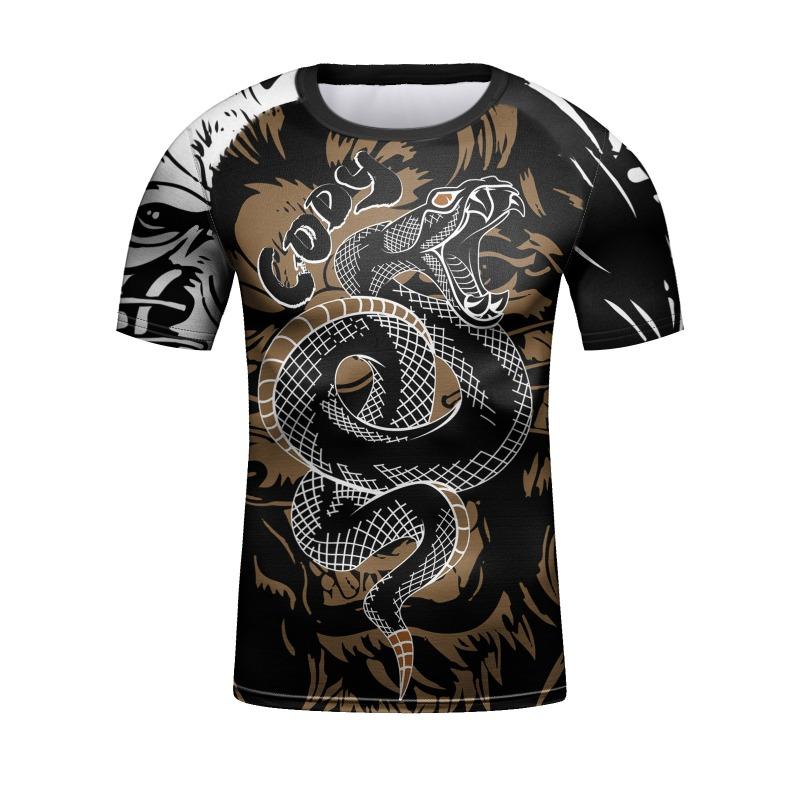Breathable Elastic 3D Printed Casual Men's Round-neck T-shirt Urban Street Fashion Short-sleeved Men's Top Daily Casual