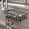 1PC Kitchen Space Aluminum Sink Drain Rack Sponge Storage Faucet Holder Soap Drainer Pan Basket Organizer Bathroom Accessories
