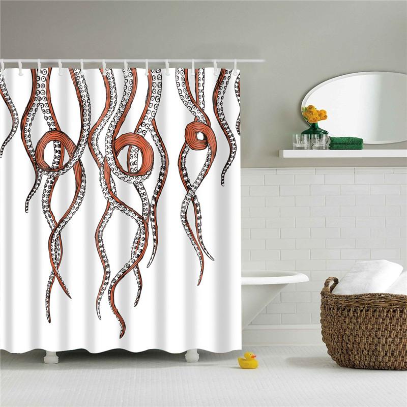 Animals Octopus Wolf Lion Seahorse Turtle Shower Curtains Bathroom Curtain Frabic Waterproof Polyester Bathroom Curtain Hooks
