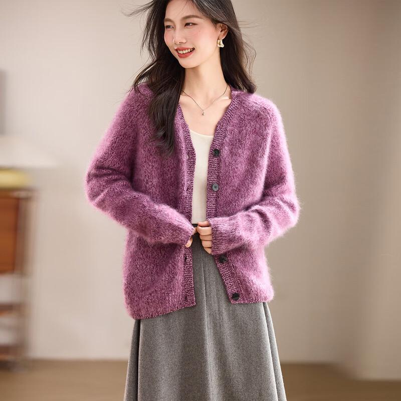 

Srcr Women s Premium Cashmere Blend Knitted Wool Cardigan One Size