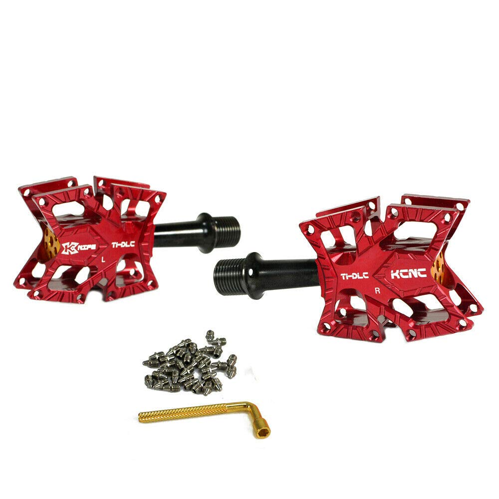 KCNC KNIFE Titanium Spindle Road Platform SK2173 Pedals, Red, KPED01-TI-R,