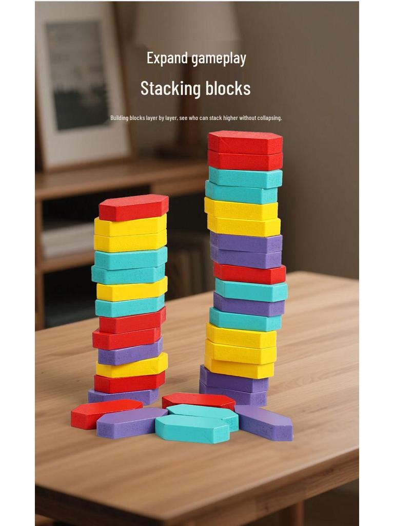 Kids' Educational Color & Number Matching Game with Building Blocks for Two Players
