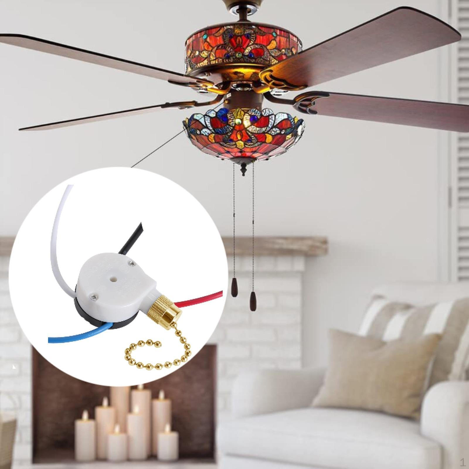 

3-скоростной переключатель с цепочкой для управления потолочным вентилятором и настенным светильником, 4-проводной золотой