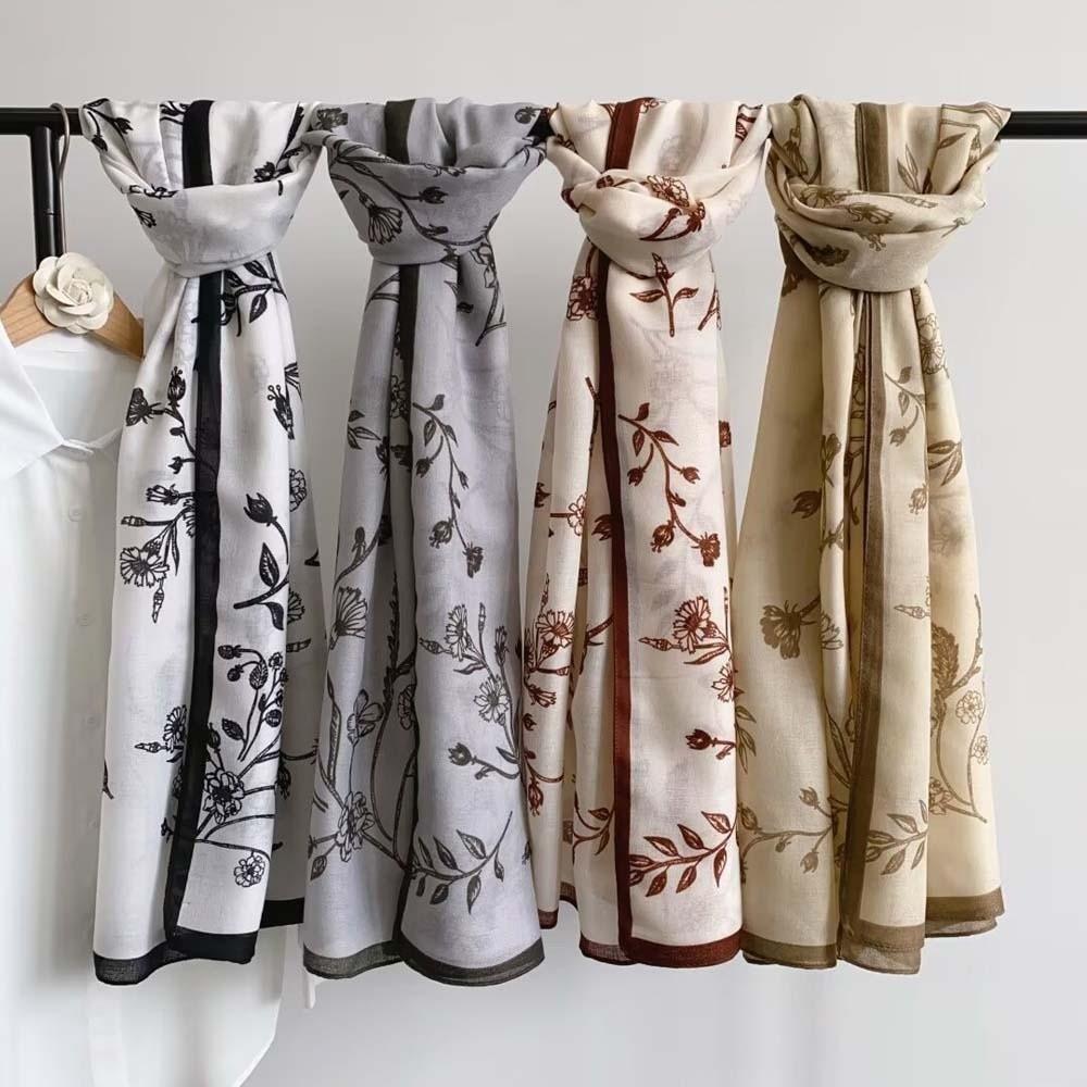 Breathable Thin Large Shawl Bird Patterned Sunscreen Headscarf Fashion Women Floral Scarf  Girls