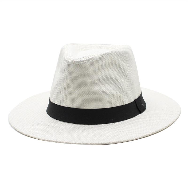 Hat Men's Summer Travel Vacation Beach Hat British Wind Wide Rim Sun Hat Shade Top Hat Panama Straw Hat Women