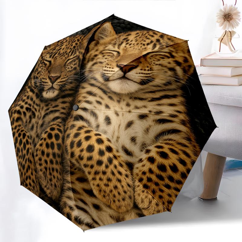 1 st Automatiskt Fällbart Paraply - Tecknat Mönster, Bärbar & Vikbar Design med 8 Ribbor, Jul- Födelsedagspresenter