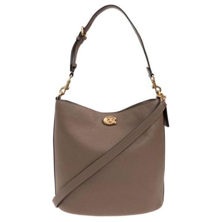 New COACH Willow Litchi Grain Leather Bucket Bag, Portable Crossbody Bag, Shoulder Bag Tubas Women's Brown CW624-B4CBD