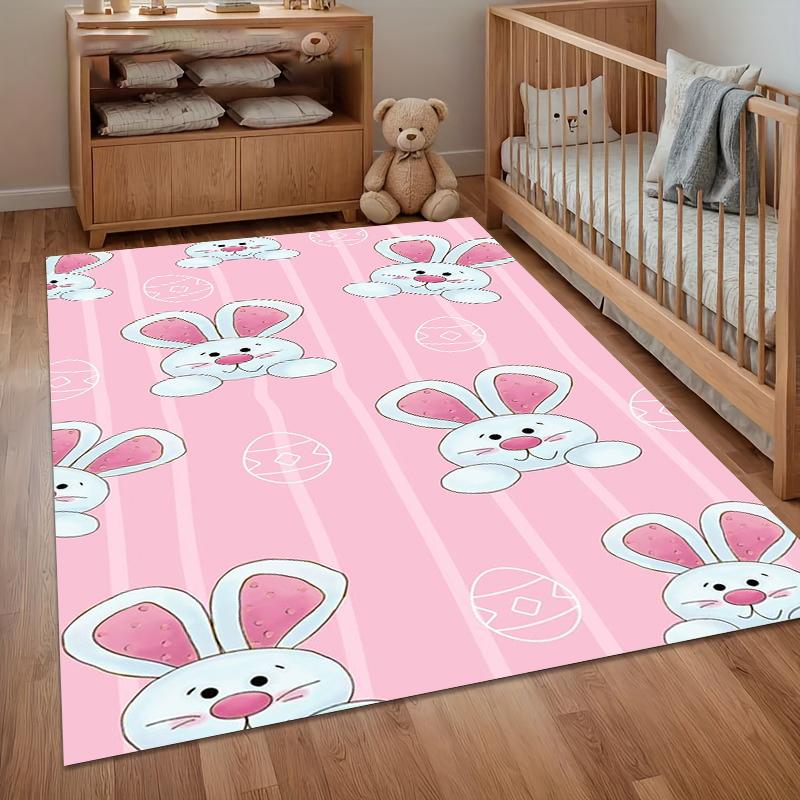 Pink Alfombra Happy Easter Soft Carpets for Living Room Decoration Kids Play Rugs Home Decor Gift Chair Carpet Bedroom Decor