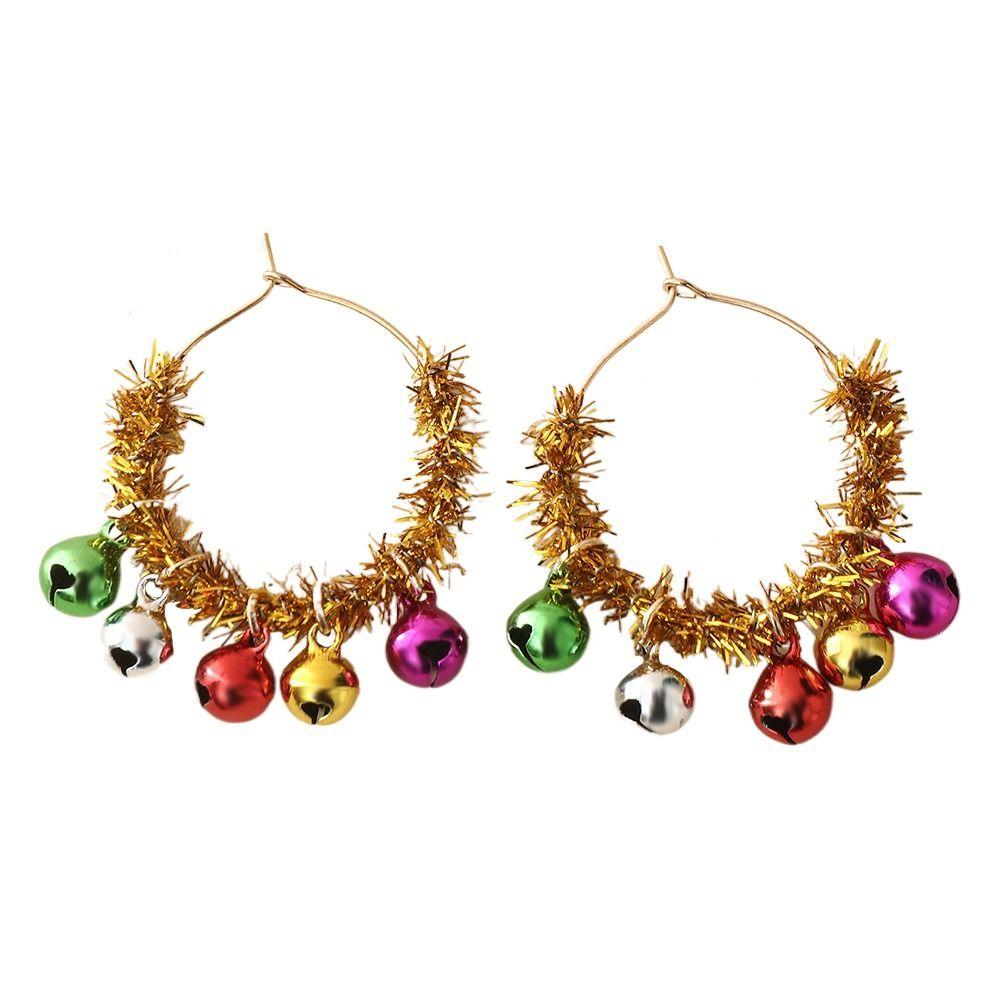 

Bell Mistletoe Christmas Earrings Retro Plush Xmas Pendant Trendy Advent Wreath Ear Studs Unisex золотий