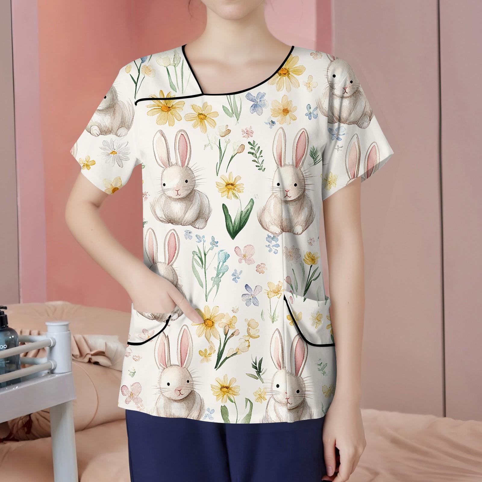 

Жіночий повсякденний верх робочого одягу з коротким рукавом і косим коміром із принтом і подвійними кишенями M жовтий