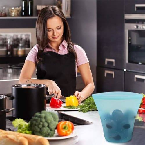 Reusable Silicone Bags for Vegetable and Fruit Storage, Zip-Top Food Bags, Leak-Proof Kitchen Food Storage, Freezer Cabinet Safe, Microwave Safe, Dish