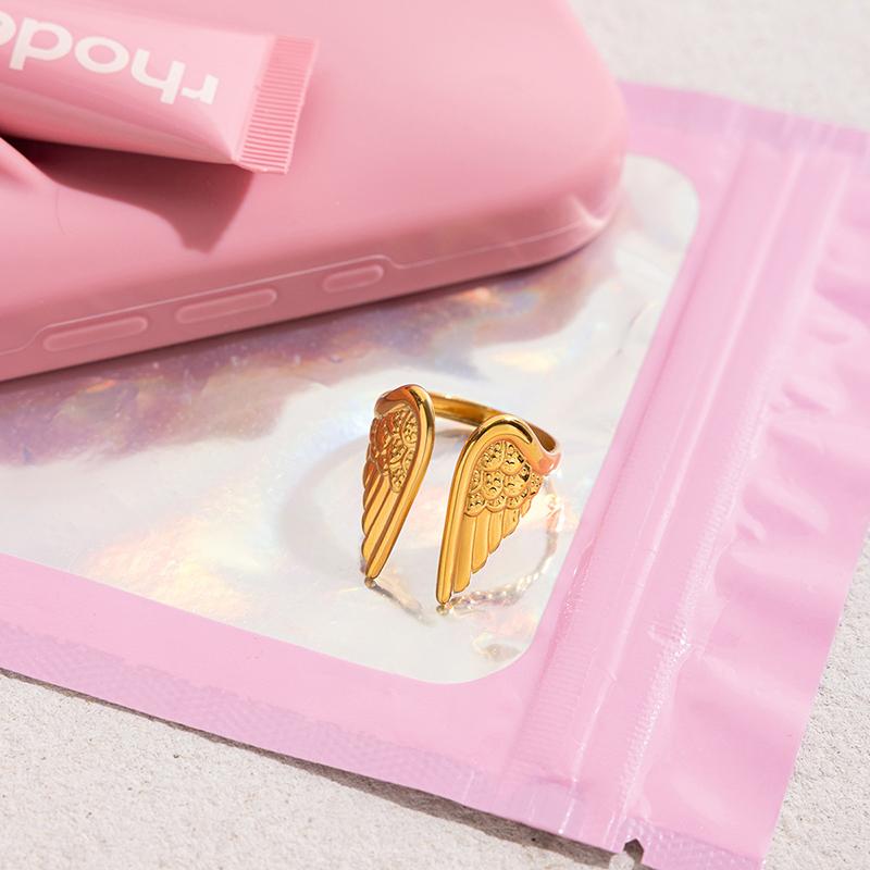 Retro Angel Wings Ring For Women Adjustable Open Ring Handmade Designer Jewelry Unisex Accessories Gift